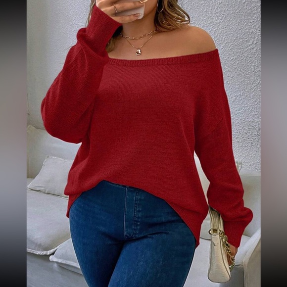 Plus size off shoulder sweater top - Picture 8 of 16